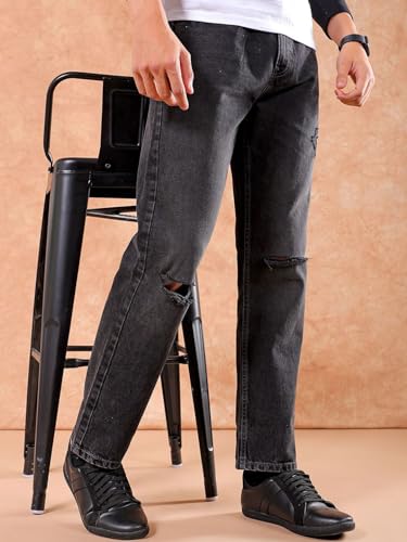 Image of The Indian Garage Co Men Vintage Straight Fit Solid Mid-Rise Jeans