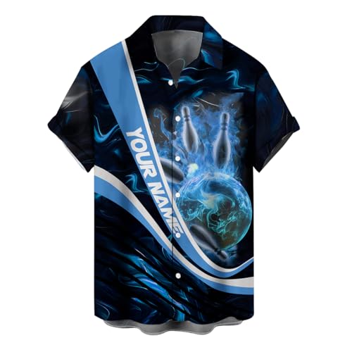 SHAANT Personalized Bowling Hawaii for Men, Women, Custom Name Bowling Jerseys for Team, Retro Vintage Shirt for Bowlers
