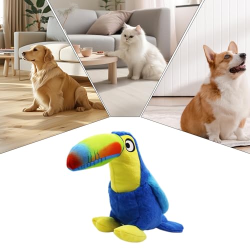 Générique Hundespielzeug für, quietschend, bunt, 12 x 28 x 20 cm, interaktiver Vogel mit Netz, weiches und langlebiges Plüschtier-6