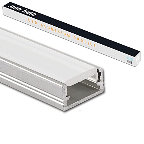 .one-bath LED Aluminium Profil I Aluprofil Leiste für LED Stripes I H: Aufputz klein satiniert 1m mit Endkappen für innen und außen