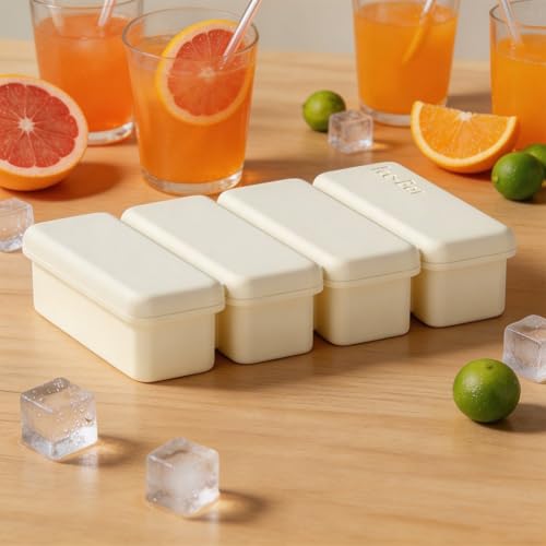 Molde de silicona para cubos de hielo con tapa, 4 compartimentos miniatura 3