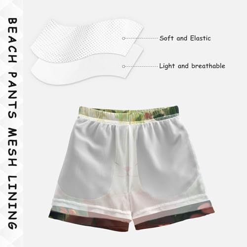 DOMIKING Kitten Flowerpot Orange Boys' Pull On Swim Trunks Quick Dry Boardshorts with Mesh Lining for Kids Boys M4