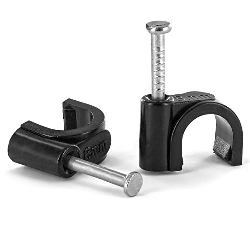 Nartel Round Cable Clip 8mm - Black Pack of 100
