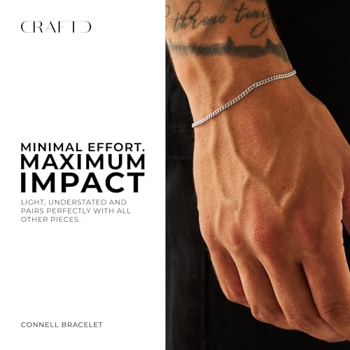 CRAFTD | Curb Link Bracelet | Waterproof, Heat & Sweat Resistant | Gifts for Men | Men's Jewelry | Size 2MM |2