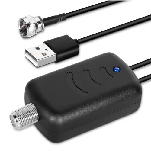 Indoor TV Antenna Amplifier Low Noise Antenna Signal Booster for HD TV Indoor Antenna Clears Up Pixelated Low-Strength Channels HD TV Digital VHF UHF with USB Power Adapter