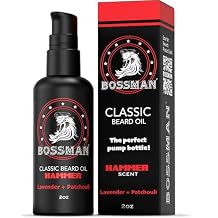 Bossman Organic Mustache & Beard Oil for Men, 2 oz Natural Beard Moisturizer with Jojoba, Argan & Avocado Oils Hammer Scent