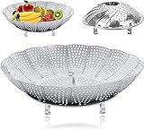 Luxus - Dampfkorb Edelstahl - Mit 3 Bügelstangen - Groß - Ø25 cm - Dampfgarer - Dampfgarer -...