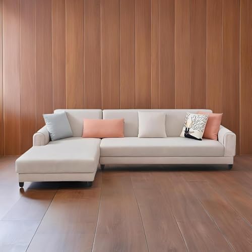 Image of Casaliving- Kaven LHS 5- to 6-Person Sofa L Shape Sofa Set for Living Room (Cream Fabric) Premium Colour Fabric