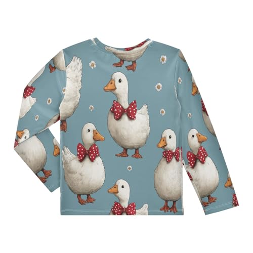 Duck Pattern with Flowers Boys Rash Guard Long Sleeve UPF 50+ Boys Swim Shirt Quick Dry Shirt for 3-12 Years2