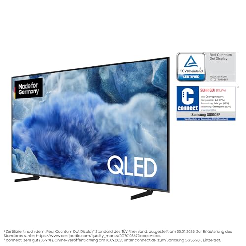 SAMSUNG QLED Q8F 4K 75 Zoll (189 cm) UHD Fernseher, Q4 AI Prozessor, Quantum Dot f&uuml;r Reale Farben, AirSlim Design, 4K Upscaling, Gaming Hub, Kostenlose Inhalte, Samsung Vision AI Smart TV