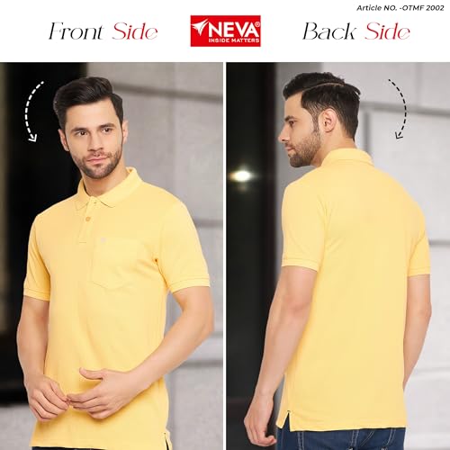 Image of NEVA Men's Regular Fit Half Sleeve Polo Neck T-Shirt with Chest Pocket