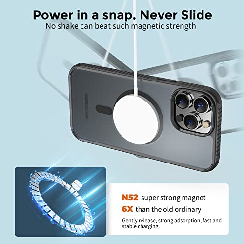 Image of UNBREAKcable Magnetic Case for iPhone 13 Pro Max, iPhone 13 Pro Max Case with MagSafe[Military Grade Shockproof] Translucent Matte Back& Soft Silicone Airbag Bumper for Apple 6.7 inch- Black