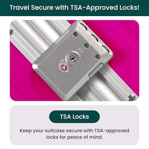 Image of Nobl Travel Large Luggage, Noble Zipperless Aluminum Frame PC Hard Shell Checked Suitcase, 30.25 inchx20 inchx12 inch, Big Check-in Bag with 360 Spinner Wheels, TSA Locks, Interior Compression - Hot Pink