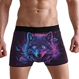 Selerdon Mens Boxers Front Face Purples Wolf Knit Underwear Cool Funny Breathable Shorts No Ride Up Performance Stretchy Soft Boxer for Boyfriend L
