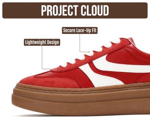 Image of Project Cloud Platform Sneakers for Women Footwear - Memory Foam Insole Womens Shoes, Lightweight and Non-Slip Sole Lace Up Fashion Sneakers for Women 2026 (Volley)