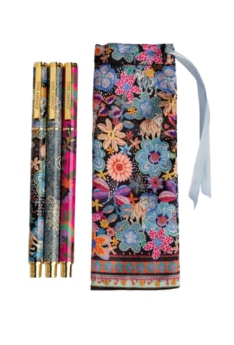 Image of Johnny Was Pen Set - Caetana - Set Of 3 Colorful Pens In Colorful Pouch