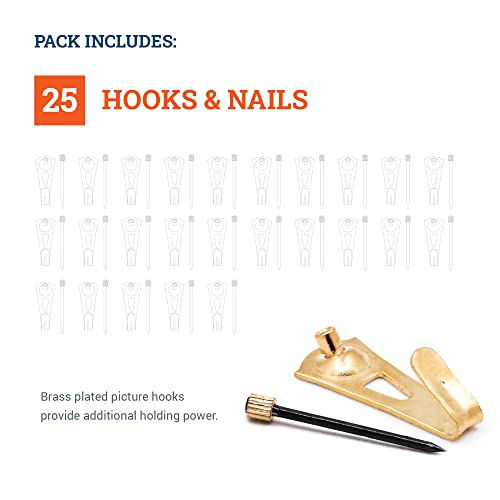 PHS - Professional Plaster Wall Picture Hangers 30 lbs - 25 Pack - Heavy Duty Picture Hooks for Drywall - Frame Hanging Hardware - Art Hooks for Wall - Secure Picture Hanging Kit - Image 4