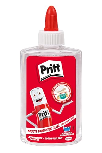 Pritt Alleskleber transparent, schnell trocknender Kleber, lösemittelfreier Flüssigkleber ideal für Büro, zu Hause oder Schule, Bastelkleber für viele Bastelmaterialien, 3x 145g