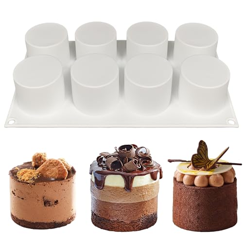 Seababoo Molde De Silicona Forma De Cilindro 8 Cavidades De L6 X H4.5 Cm Molde Cilíndrico De Silicona Para Chocolate Moldes Chocolate Cilíndrico Para Hornear Postres Mousse Muffins Brownie