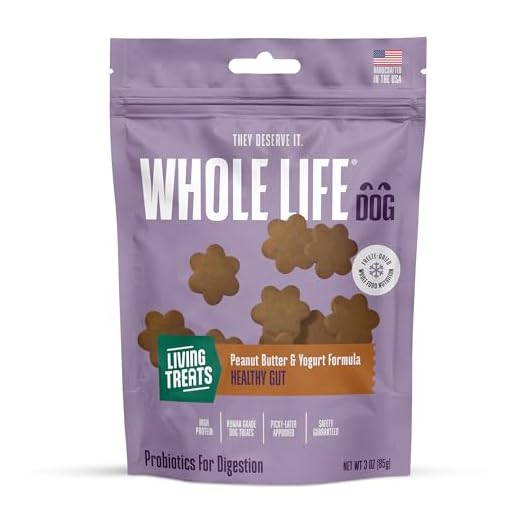 Whole Life Dog Living Treats for Dogs – Human Grade Probiotics for Digestive & Gut Health, Gas, Diarrhea, Vomit & Constipation Relief, Health Supplies - Peanut Butter, 3 oz (Pack of 1)