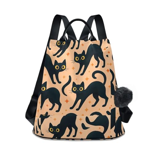 Sac à dos mignon femme anti-encombrement imprimé chat noir et kaki