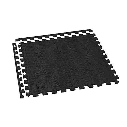 We Sell Mats Forest Floor Farmhouse Collection 3/8 Inch Thick Printed Wood Grain Mats, 24 In X 24 In, Raven's Wing Black #TOP3