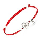 Handmade Jewelry Womens Inspirational Bracelet - Heart Shape with Praying Angel Engraved Charm with Decorative Quartz Bead Pendant - Protection Birthday Religious Silver Gifts by Solomiya JL 