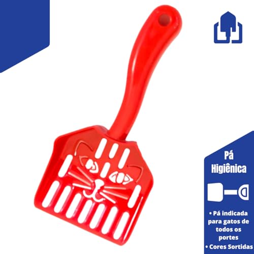 Pazinha Pá Higiênica Peneira Coletora Areia Gatos (Vermelho)