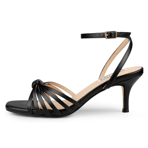 Image of JOY IN LOVE Women's Kitten Low Strappy Heels Ankle Strap Heeled Sandals
