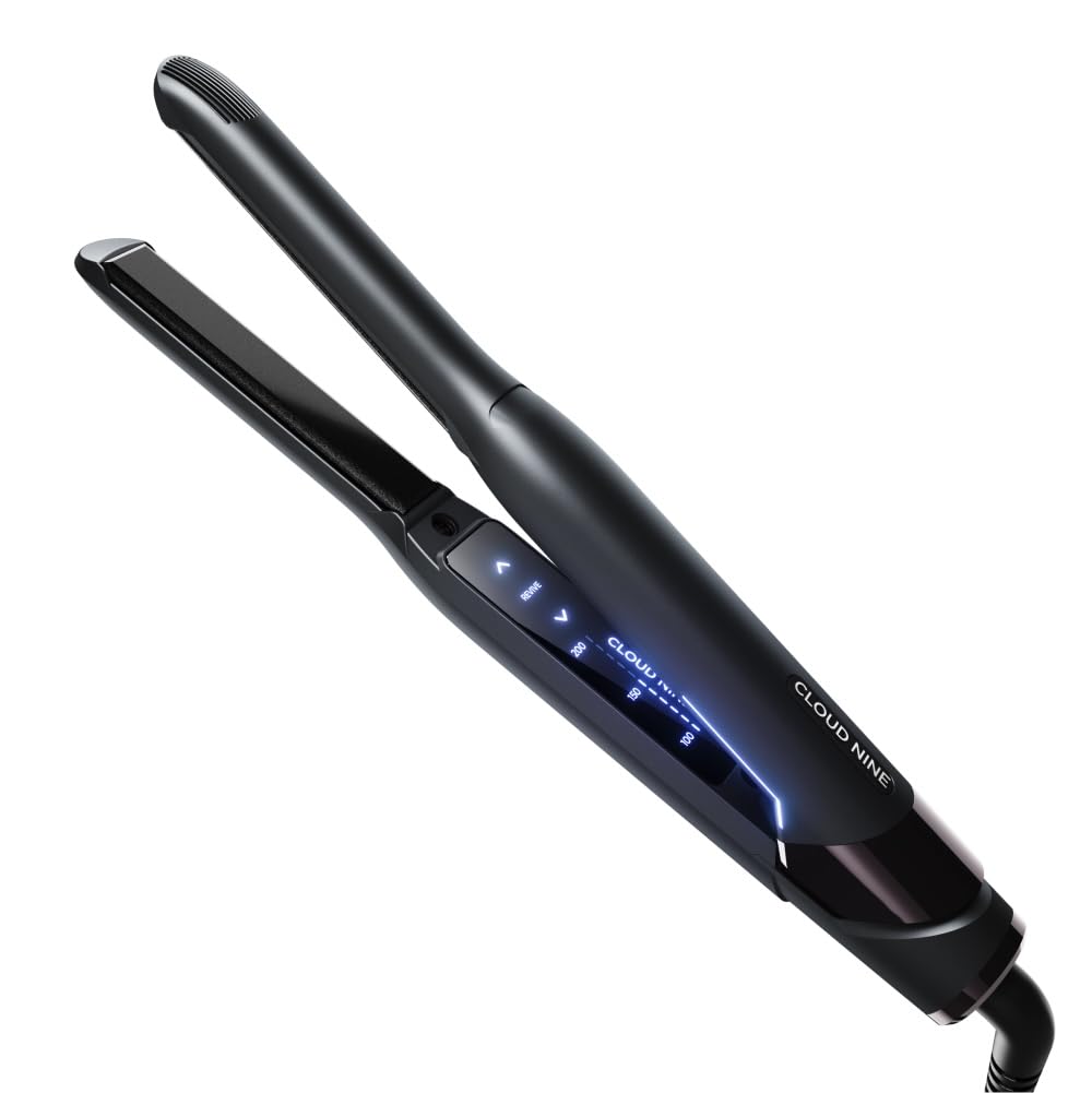 Cloud Nine Slim Iron, Plancha de Pelo Pequeña para Pelo Corto y Flequillo | 11 ajustes 100-200°C, Revive Mode, placas cerámicas finas, anti-encrespamiento, detalles y retoques precisos, acabado liso