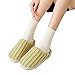 Fuzzy House Slippers for Woman Warm Striped Color Block Memory Foam Outdoor Indoor Home Slippers Cozy Fleece Non-Slip Platform Fall Winter Fashion Footwear Yellow