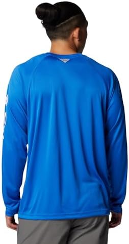 Columbia Men's Terminal Tackle Long Sleeve Shirt, Vivid Blue/Cool Grey Logo, 4X Tall - 3