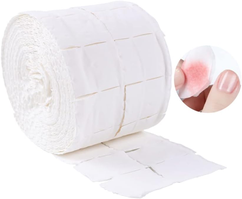 500 Pack Nail Wipes for Gel Nails Lint Free Roll Cotton Pads Square Remover Cosmetic Cleaner Cleansing Paper for Nails Alcohol Polish Removal Nail Art Cleaning Manicure