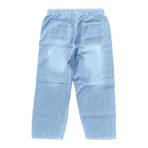 Pantalon en jean pour femme fluide et léger à cordon de serrage taille élastique confortable