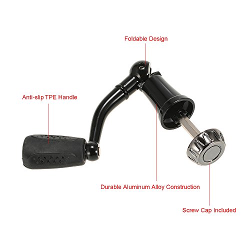 Cabo de molinete de pesca, Andoer Manopla rotativa em liga de alumínio, alça elétrica dobrável para