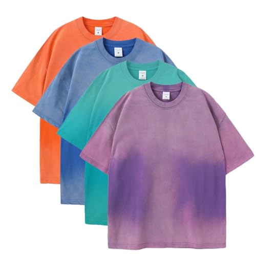 Lot t-shirts surdimensionnés coton épais tie-dye vintage décontracté