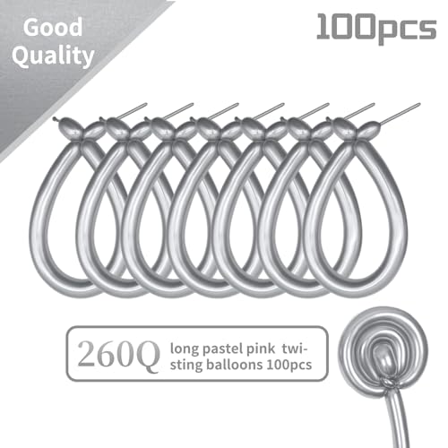 Image of 260 Metallic Silver Long Balloons for Balloon Garland Thickening Skinny Latex Twisting Animals Modeling Christmas Birthday Wedding Party Festival Decorations 100pcs