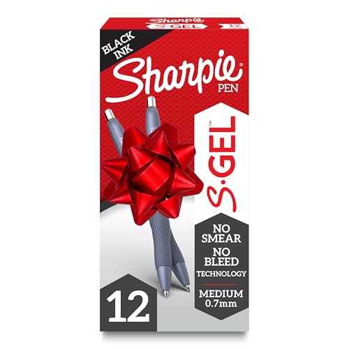 Sharpie S-Gel Gel Pens, Blue Barrel, Medium Point (0.7mm), Black Gel Ink Pens, 12 Count - Home, Office, School, Journaling, Writing, Note-Taking, Teacher Supplies