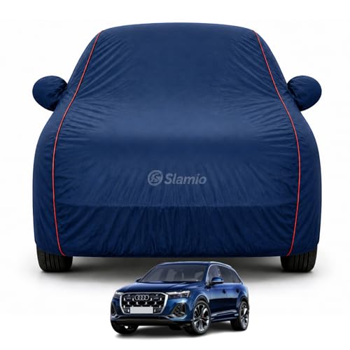 Image of Car Cover for Audi Q7 2024-2026 | 100% Waterproof Heavy-Duty 3-Layer Car Body Cover | All-Weather Rain, UV, Sun & Dust Protection | Custom Fit | Mirror & Antenna Pockets | Navy Blue