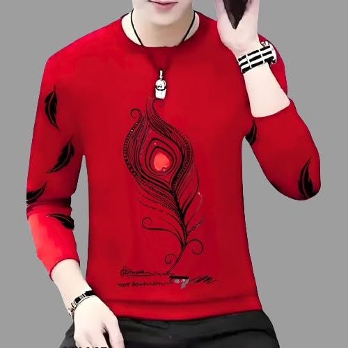 Image of Men Round Neck Cotton Blend Stylish Printed T-Shirt