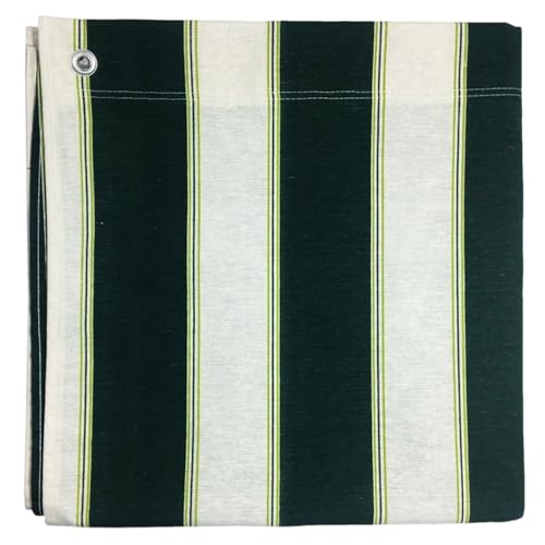 Tenda da sole 150x290cm in tessuto a strisce con anelli ombra per balcone terrazzo casa (VERDE)