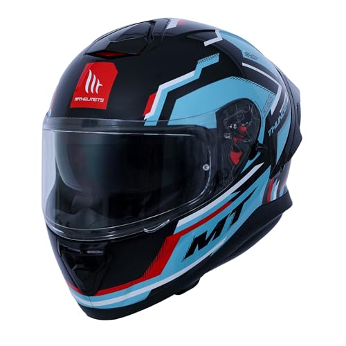 Image of MT Helmets Thunder 3 SV Blaze Full Face Helmet for Men and Women, DOT and ISI Certified, Sharp 4 Star Rated, Pinlock Ready, Internal Sun Visor, Double D Ring