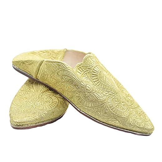 Babuchas tradicionales marroquíes para bodas y fiestas hechas de piel y cuero artesanalmente en Fez Marruecos (Oro, numeric_38)