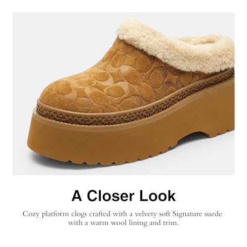 COACH Cecelia Signature Shearling Clog Cocoa/Black 10 B - image 5
