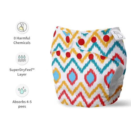 Image of SuperBottoms Cloth Diapers for babies - Cloth Diaper Combo Pack of 4 Freesize UNO- New Version| Reusable Cloth Diapers for babies 3M to 3Y | With 4 organic cotton inserts /pads