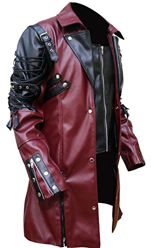 FaddyRox Steampunk Gothic Mens Faux Leather Coat Jacket, XXS-5XL3