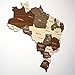 Multilayered Wooden 3D Brazil Map, Gift for Brazilian Friend, Brazil Wooden Wall Decor, Map for Traveller (60x60 cm | 23.6x23.6 inches)
