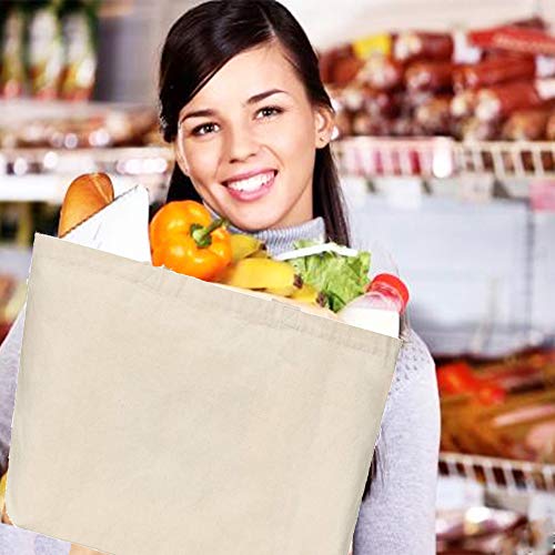 3Pcs Large Canvas Grocery Shopping Bags,Reusable Blank Cotton Cloth Grocery Totes Bag,Washable Foldable For Shopping,Diy Craft,17.7 X 13.4 X 6.3 Inches #TOP6