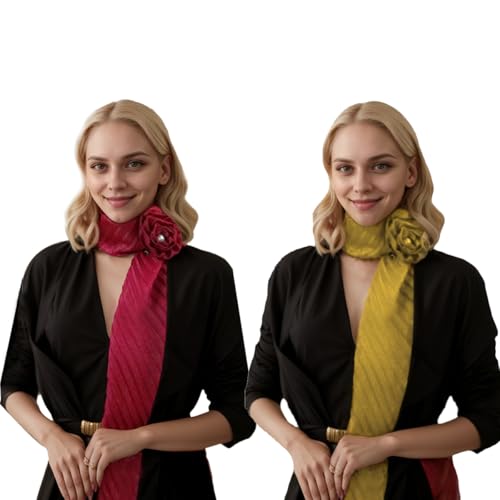 Rose Flower Scarf Skinny for Women Soft Scarf Belts Sash Necktie Neck Scarf Choker Solid Color Narrow Scarf