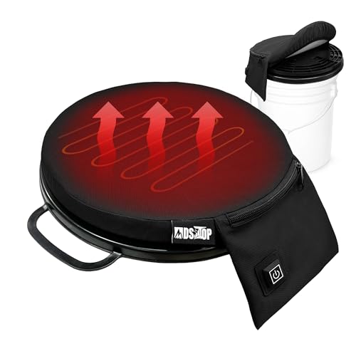 MDSTOP Heated 5 Gallon Bucket Seat, 360-Degree Swivel Bucket Seat Lid, Waterproof Top Seat Foam Cushion for Dove Duck Hunting, Ice Fishing, Baseball,